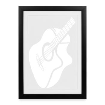 guitare blanche - Affiche encadrée (27 × 37 cm) - noir - Devant