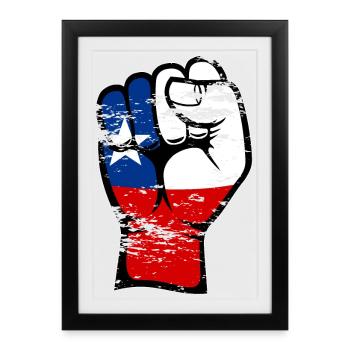 Chile flag fist hand icon used - Framed poster (27 × 37 cm) - black - Front