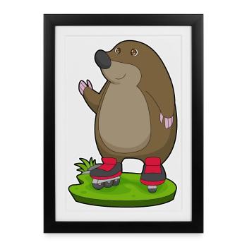 Mole Inline skating Inline skates - Framed poster (27 × 37 cm) - black - Front