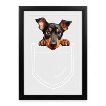 Dog Doberman - Framed poster (27 × 37 cm) - black - Front