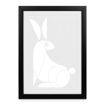 Lustiges weißes Kaninchen - Gerahmtes Poster (27 × 37 cm) - Schwarz - Vorne