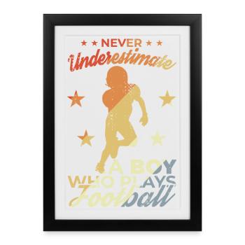 Garçon de football - Affiche encadrée (27 × 37 cm) - noir - Devant