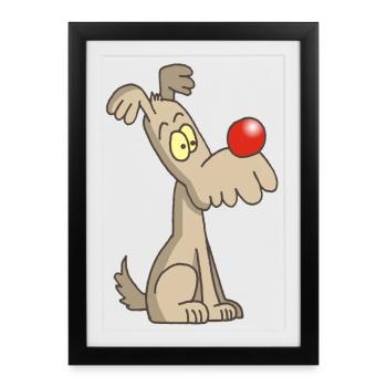 Funny and cute dog - Framed poster (27 × 37 cm) - black - Front