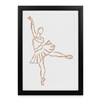 Dessin de fille de ballet - Affiche encadrée (27 × 37 cm) - noir - Devant