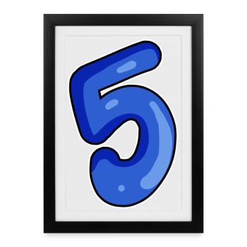 Number 5 Number Blue - Framed poster (27 × 37 cm) - black - Front