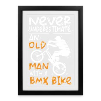 Vieux pilote de BMX - Affiche encadrée (27 × 37 cm) - noir - Devant