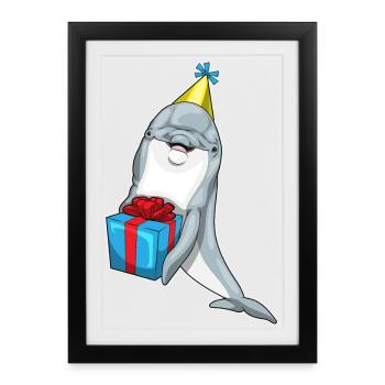 Dolphin Birthday Package - Framed poster (27 × 37 cm) - black - Front