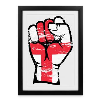 Drapeau de l’Angleterre poing utilisé à la main - Affiche encadrée (27 × 37 cm) - noir - Devant