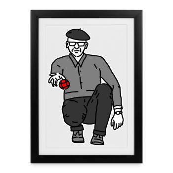 Petanque Spieler Rechtshänder - Gerahmtes Poster (27 × 37 cm) - Schwarz - Vorne