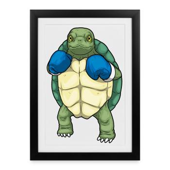 Turtle Boxer Boxing Gloves Boxing - Framed poster (27 × 37 cm) - black - Front