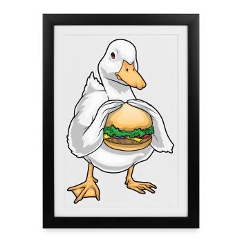Cheeseburger au canard - Affiche encadrée (27 × 37 cm) - noir - Devant