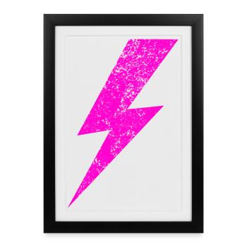Motif d’éclair rose vif - Affiche encadrée (27 × 37 cm) - noir - Devant