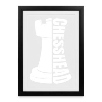 Échec et mat Chess King Illustration - Affiche encadrée (27 × 37 cm) - noir - Devant