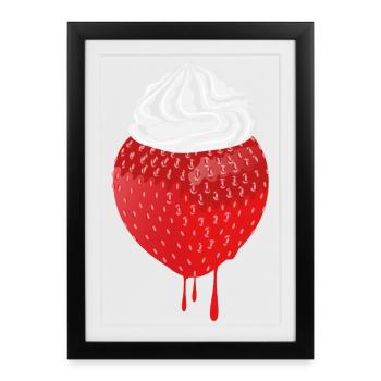 Strawberry with cream – Delicious design for summer - Framed poster (27 × 37 cm) - black - Front