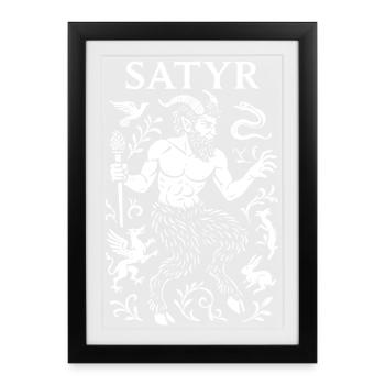 Satyre mythique aux motifs botaniques - Affiche encadrée (27 × 37 cm) - noir - Devant
