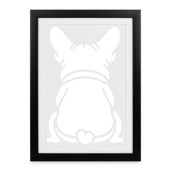 Illustration de Bouledogue Coeur Assis - Affiche encadrée (27 × 37 cm) - noir - Devant