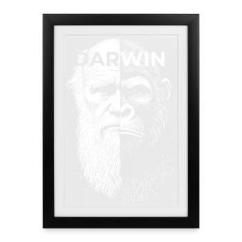 Darwin Gorilla Split Portrait Design - Framed poster (27 × 37 cm) - black - Front
