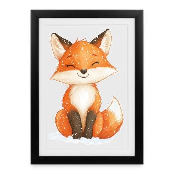 Fox winter motif - Framed poster (27 × 37 cm) - black - Front