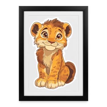 Lion - Affiche encadrée (27 × 37 cm) - noir - Devant