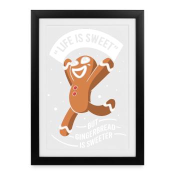 Bonhomme en pain d'épices de Noël en pain d'épices - Affiche encadrée (27 × 37 cm) - noir - Devant