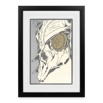 Steampunk skull with clockwork eye - Framed poster (27 × 37 cm) - black - Front