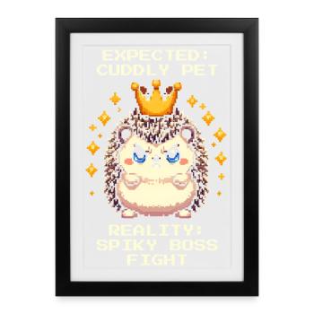 Stacheliger Bosskampf | lustiger Igel Spruch - Framed poster (27 × 37 cm) - black - Front