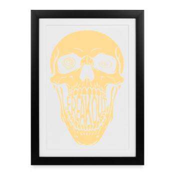 Freak Out Skull - Framed poster (27 × 37 cm) - black - Front
