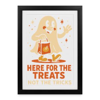 Ici, pour les friandises, pas pour les tours mignon Halloween - Affiche encadrée (27 × 37 cm) - noir - Devant
