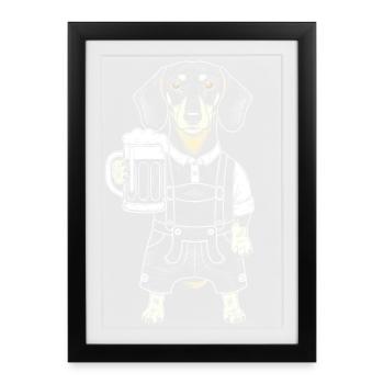 Teckel Bavière Costume traditionnel bavarois Festival folklorique Bière - Affiche encadrée (27 × 37 cm) - noir - Devant