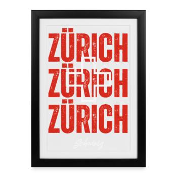 J’aime Zurich, Zurich Suisse - Affiche encadrée (27 × 37 cm) - noir - Devant
