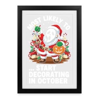 Décoration de Noël anticipée en octobre - Affiche encadrée (27 × 37 cm) - noir - Devant