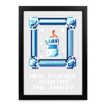 New player joins | Baby Announcement - Framed poster (27 × 37 cm) - black - Front