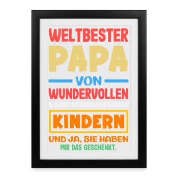 Drôle de cadeau de fête des pères papa bière - Affiche encadrée (27 × 37 cm) - noir - Devant