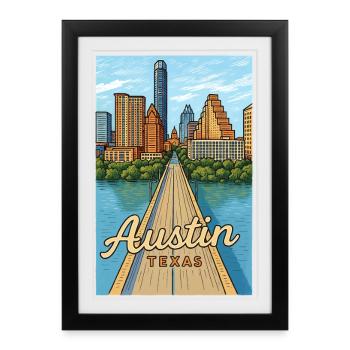 Austin, Texas - Affiche encadrée (27 × 37 cm) - noir - Devant