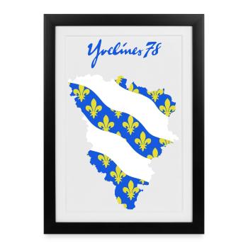 Yvelines 78 - Affiche encadrée (27 × 37 cm) - noir - Devant