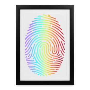 Empreinte digitale arc-en-ciel colorée - Affiche encadrée (27 × 37 cm) - noir - Devant