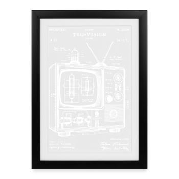 Vintage Television Schematic Blueprint patent Art - Framed poster (27 × 37 cm) - black - Front
