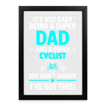 Cœur + Cyclisme – Super papa cycliste - Affiche encadrée (27 × 37 cm) - noir - Devant