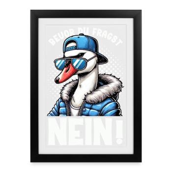 Before you ask No Swan Bad mood - Framed poster (27 × 37 cm) - black - Front
