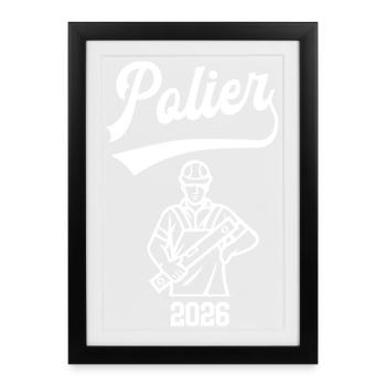Contremaître 2026 Formation Profession Responsable de la construction Ouvrier du bâtiment - Affiche encadrée (27 × 37 cm) - noir - Devant