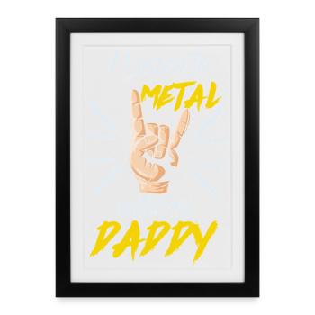J’écoute du metal avec mon papa Rock Music Art - Affiche encadrée (27 × 37 cm) - noir - Devant