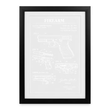 Pistol Blueprint Sketch  - Framed poster (27 × 37 cm) - black - Front