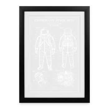 Cosmonaut Space Suit Blueprint - Framed poster (27 × 37 cm) - black - Front