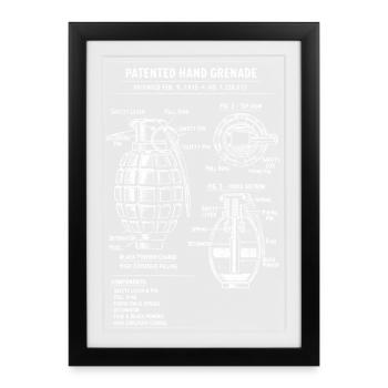 Vintage Grenade Patent Blueprint - Framed poster (27 × 37 cm) - black - Front