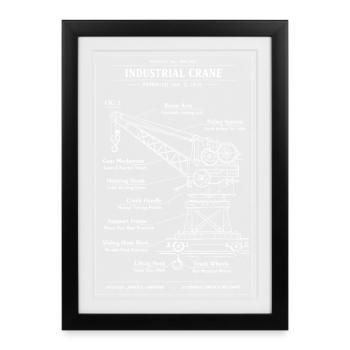 Industrial Crane blueprint design - Framed poster (27 × 37 cm) - black - Front