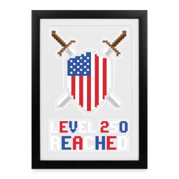 Niveau 250 atteint USA Gamer - Affiche encadrée (27 × 37 cm) - noir - Devant