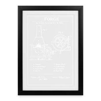 Plan d’engrenage de forge - Affiche encadrée (27 × 37 cm) - noir - Devant