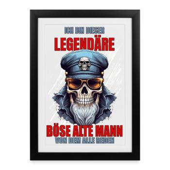 Je suis ce Vieil Homme Légendaire Maléfique - Affiche encadrée (27 × 37 cm) - noir - Devant