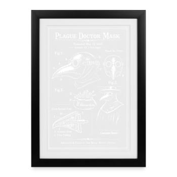 Beaked Plague Doctor Blueprint - Framed poster (27 × 37 cm) - black - Front