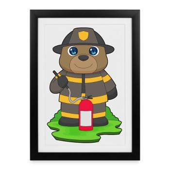 Brigade des pompiers Bear Extincteur d’incendie - Affiche encadrée (27 × 37 cm) - noir - Devant